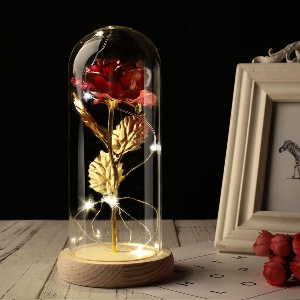 image-Party Wedding Valentine Gift Rose In Glass Dome Beauty Rose Forever
