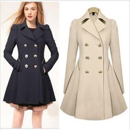 image-Women's Double Breasted Trench Coat Slim Real Trench Long Jacket