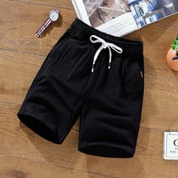 image-Men's Casual Shorts - Dark Gray Cotton Linen 9XL