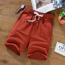 image-Men's Casual Shorts - Dark Gray Cotton Linen 9XL