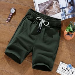 image-Men's Casual Shorts - Dark Gray Cotton Linen 9XL