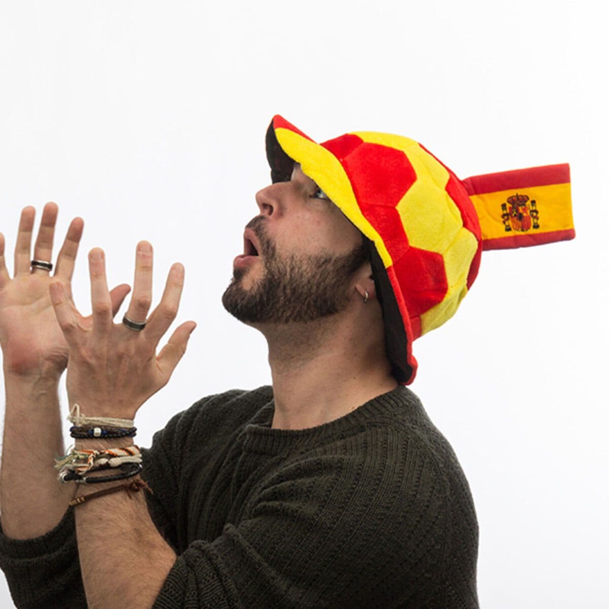image-Football Hat with Spanish Flag Embellishment