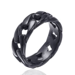 image-Stainless Steel Rings - Black Unisex Geometric