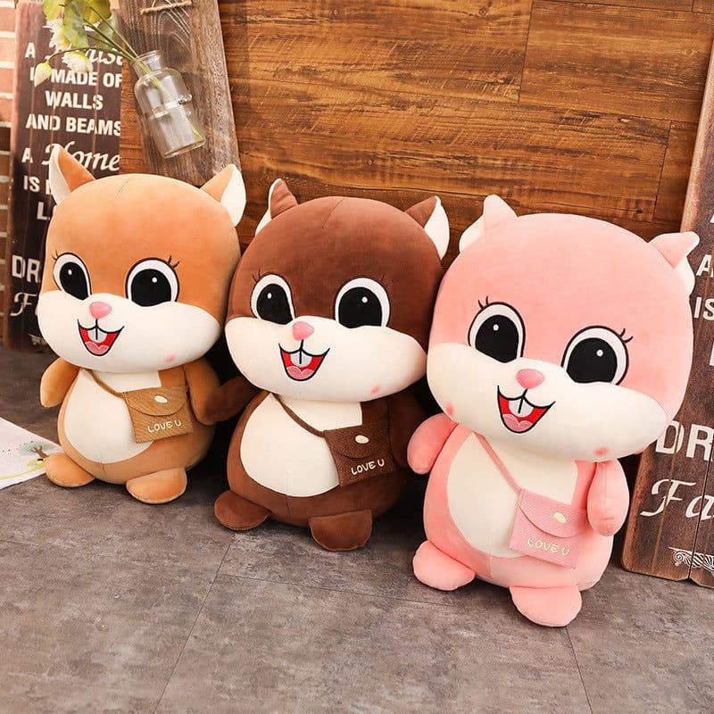 image-Squirrel Plush Toy - Pink 60cm Soft Cotton