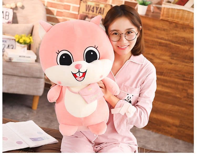 image-Squirrel Plush Toy - Pink 60cm Soft Cotton