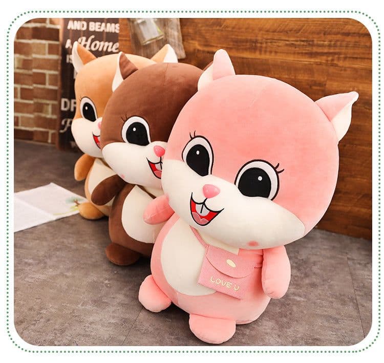 image-Squirrel Plush Toy - Pink 60cm Soft Cotton