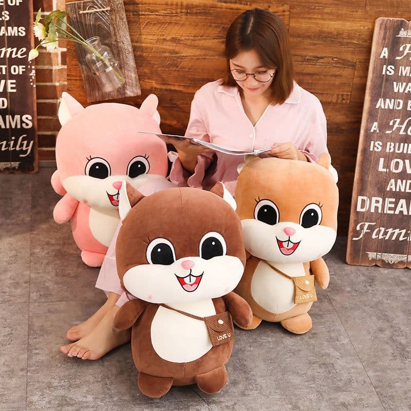 image-Squirrel Plush Toy - Pink 60cm Soft Cotton