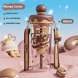image-Portable Lanyard Strap Plastic Cup Large Capacity Tea Water Separation Water Cup