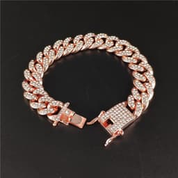 image-Chijomi Cuban Chain - 12mm Wide 75cm Rose Gold Alloy Necklace Unisex