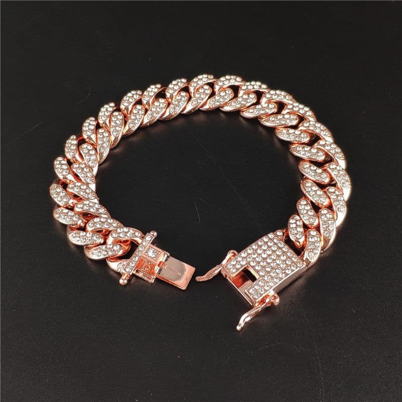 image-Chijomi Cuban Chain - 12mm Wide 75cm Rose Gold Alloy Necklace Unisex