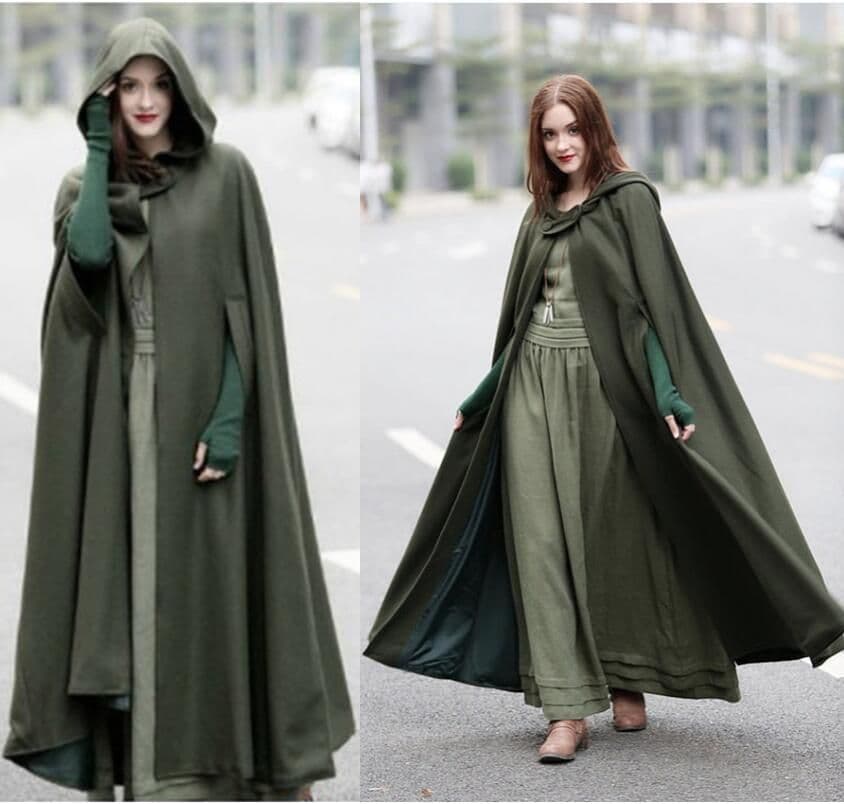 image-AliExpress wishebay European and American five-color hooded shawl lengthened cloak coat wool coat women