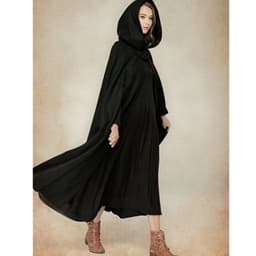 image-AliExpress wishebay European and American five-color hooded shawl lengthened cloak coat wool coat women