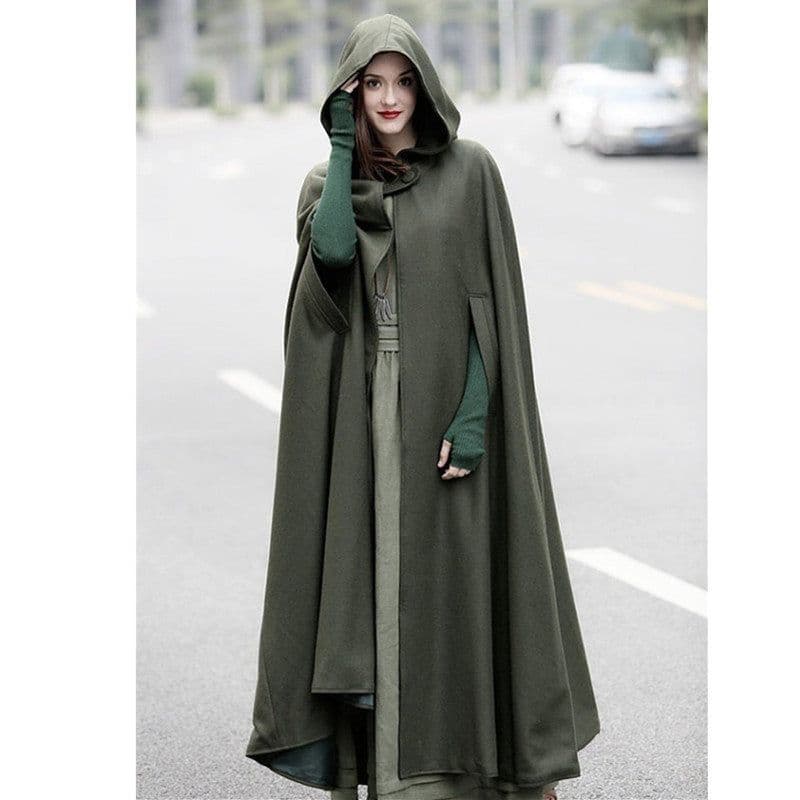 image-AliExpress wishebay European and American five-color hooded shawl lengthened cloak coat wool coat women