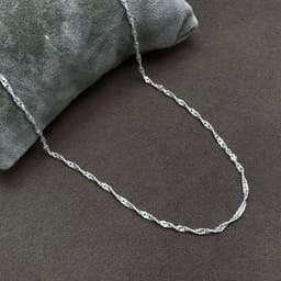 image-Stainless Steel Unisex Silver Singapore Chain Necklace 45 cm