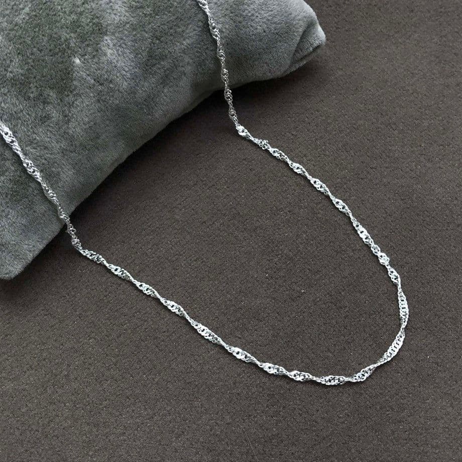 image-Stainless Steel Unisex Silver Singapore Chain Necklace 45 cm