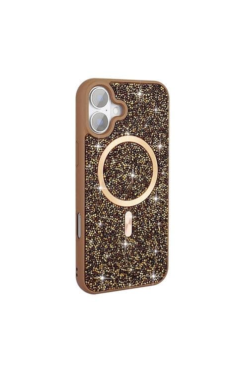 image-iPhone 17 Case with Rhinestone Mosaic and Magnetic Charging Cover