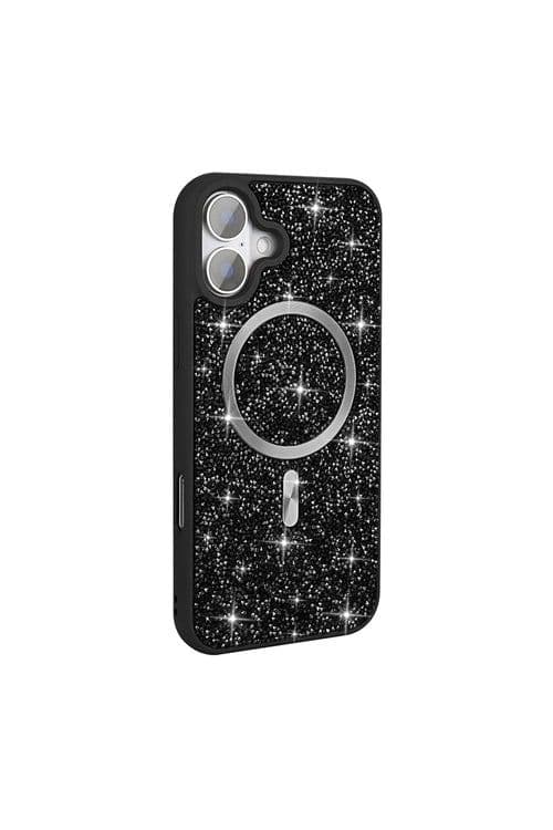 image-iPhone 17 Case with Rhinestone Mosaic and Magnetic Charging Cover