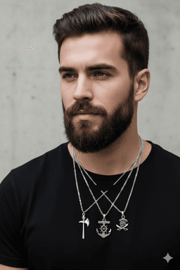 image-3 Piece Pirate Sword Anchor Skull Pendant Necklace Set Men