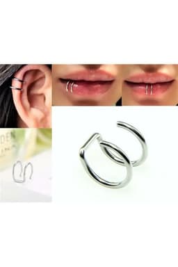 image-Clip On Fake Piercing Unisex Lip Nose Ear Cartilage Non Piercing
