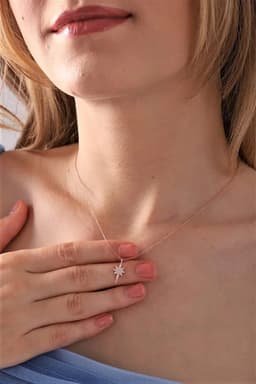 image-925 Sterling Silver North Star Necklace with Zircon Stones Rose Gold