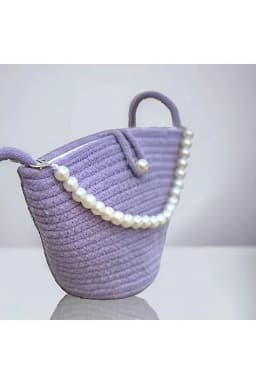 image-Women lilac pearl design shoulder bag elegant daily handbag