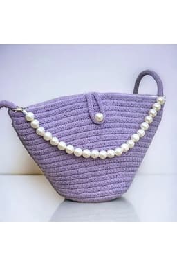 image-Women lilac pearl design shoulder bag elegant daily handbag