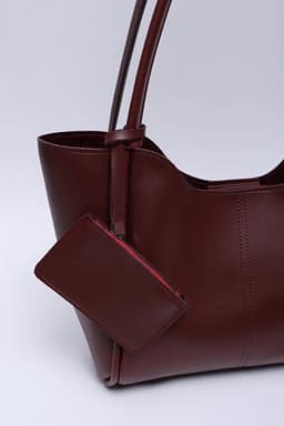 image-Burgundy SHK108 faux leather women hand and shoulder bag with wallet