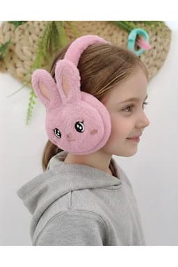 image-Girls Light Pink Plush Winter Earmuffs – Fluffy Bunny Ear Warmers for