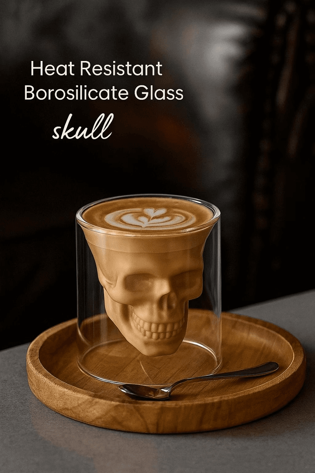 image-Handmade Skull Double Wall Glass Cup for Coffee Tea or Cocktails