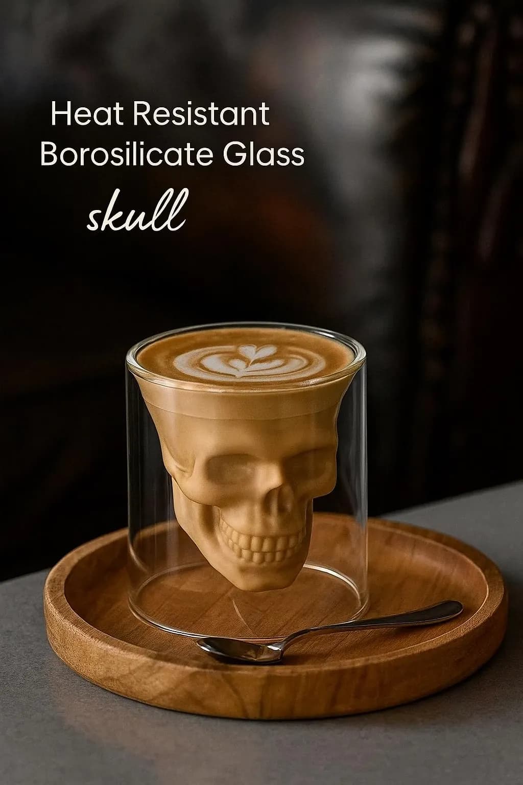 image-Handmade Skull Double Wall Glass Cup for Coffee Tea or Cocktails