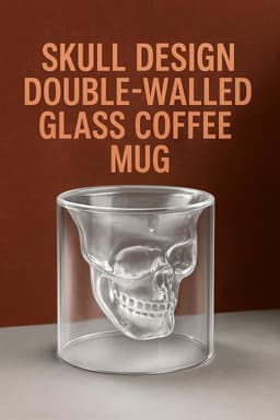 image-Handmade Skull Double Wall Glass Cup for Coffee Tea or Cocktails