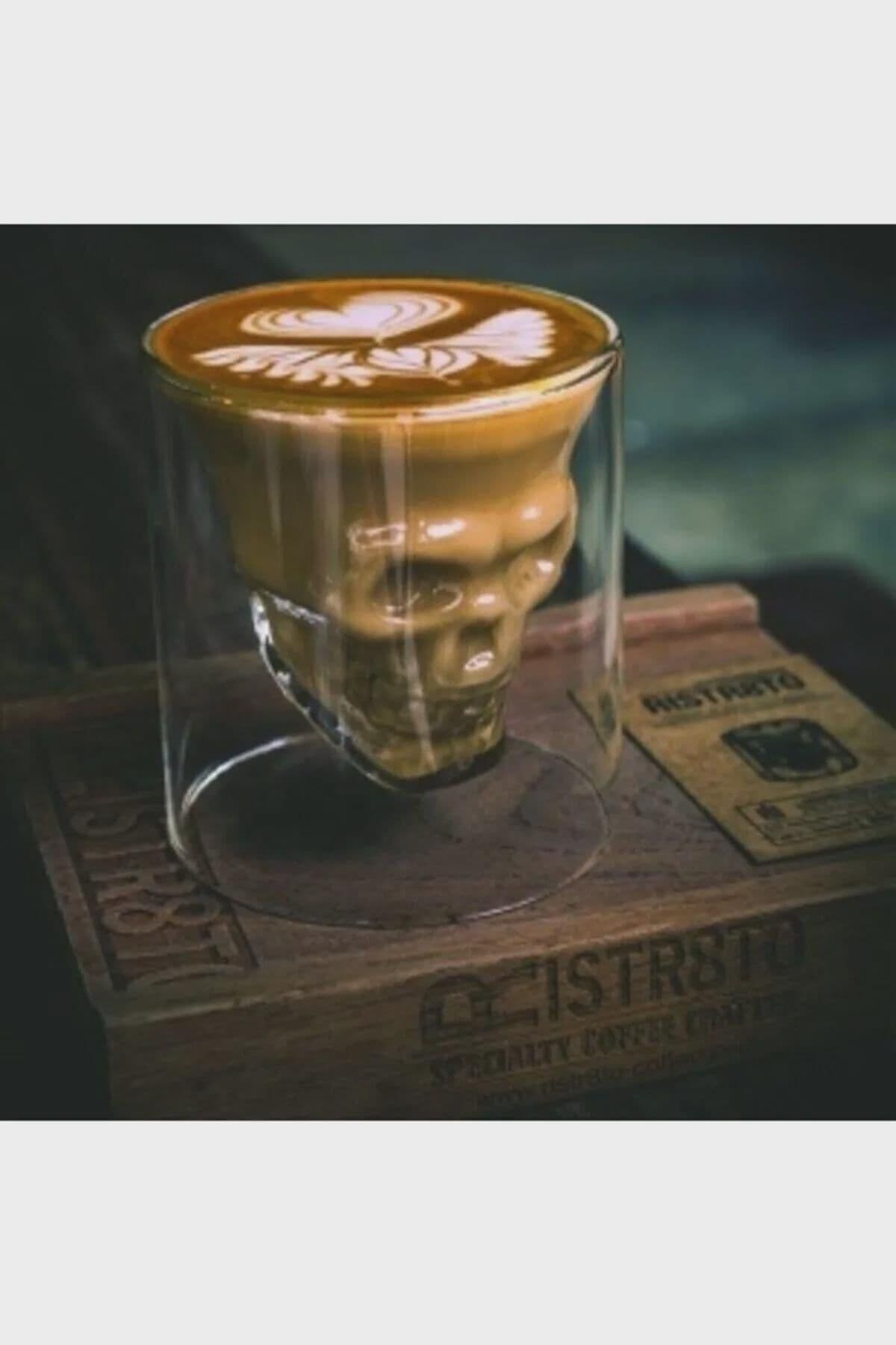 image-Handmade Skull Double Wall Glass Cup for Coffee Tea or Cocktails