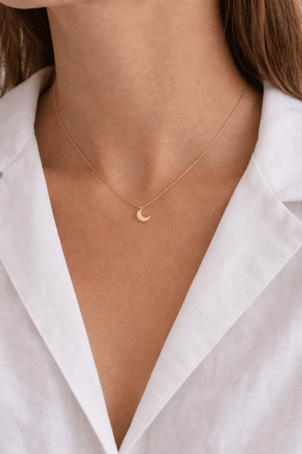 image-Stainless Steel Mini Moon Necklace for Women