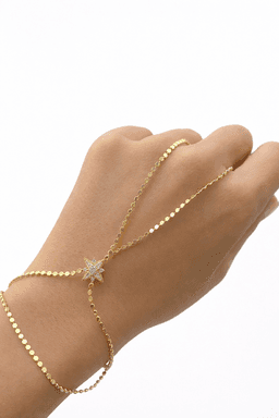 image-VIP Gold Sequin North Star Hand Chain Bracelet