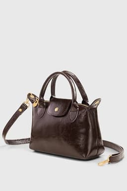 image-Brown Patent Versatile PU Leather Crossbody Bag for Women