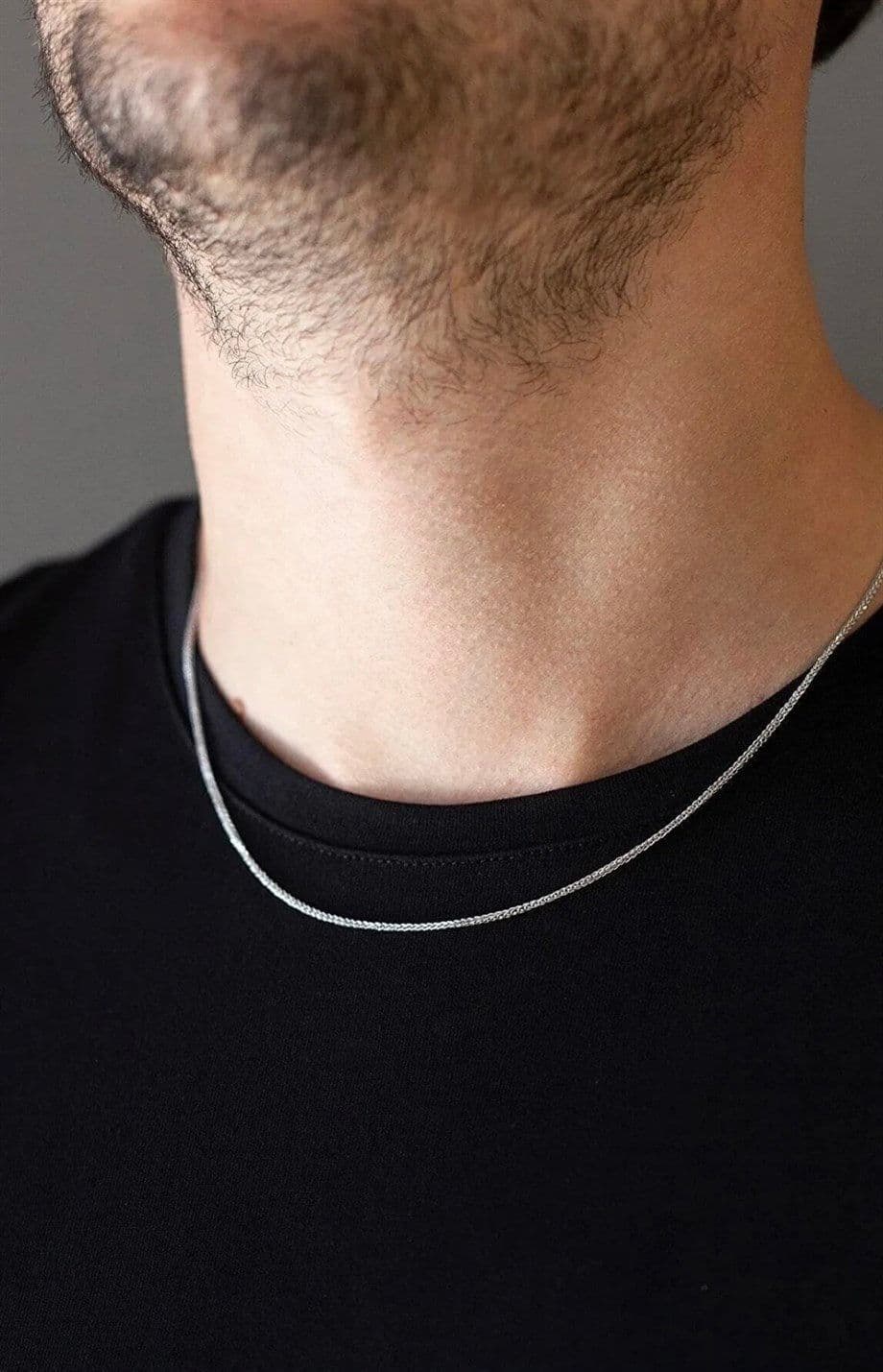 image-Stainless Steel Men Snake Chain Necklace 50 cm
