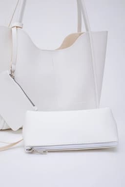 image-White SHK108 faux leather women hand and shoulder bag with wallet and
