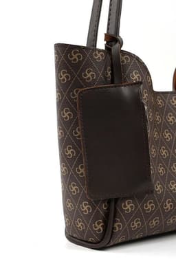 image-Monogram brown SHK108 faux leather women hand and shoulder bag with