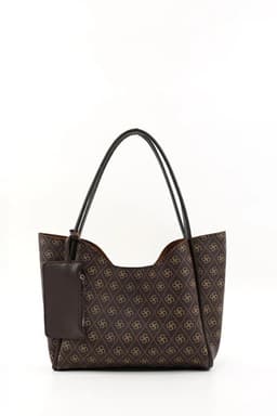 image-Monogram brown SHK108 faux leather women hand and shoulder bag with