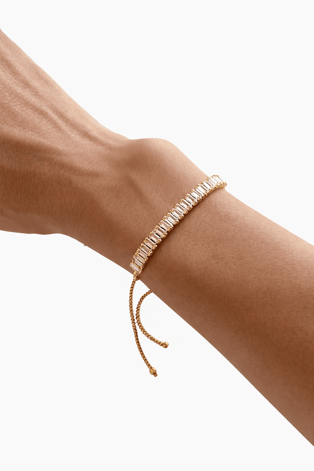 image-Baguette Zircon Adjustable Bracelet Elegant Minimal Sparkle Fashion