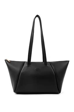 image-Black Faux Leather Single Compartment Zipper Hand Shoulder Crossbody
