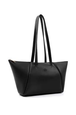 image-Black Faux Leather Single Compartment Zipper Hand Shoulder Crossbody