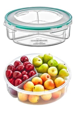 image-Round 3 Compartment Food Storage Box 1350 ml Airtight Leakproof Lunch