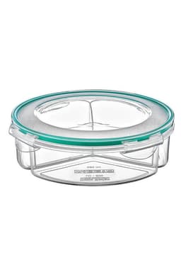 image-Round 3 Compartment Food Storage Box 1350 ml Airtight Leakproof Lunch