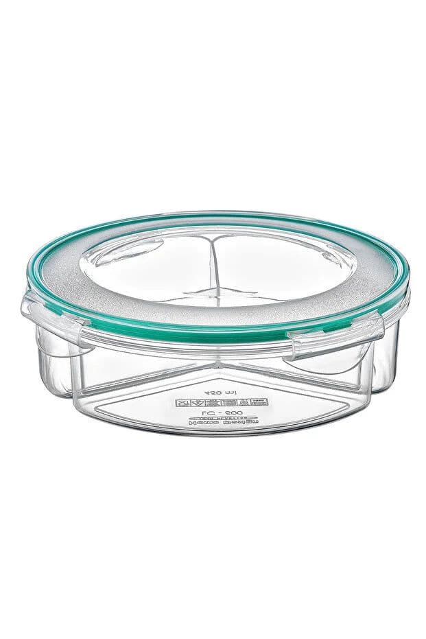 image-Round 3 Compartment Food Storage Box 1350 ml Airtight Leakproof Lunch