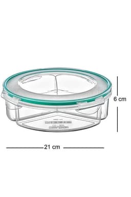 image-Round 3 Compartment Food Storage Box 1350 ml Airtight Leakproof Lunch