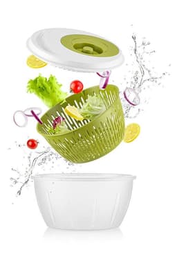 image-Salad Spinner 4.5L Vegetable Dryer with Ergonomic Handle Large Bowl