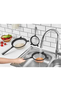 image-Clip-On Fine Mesh Strainer Pot Attachment Sifter Kitchen Colander