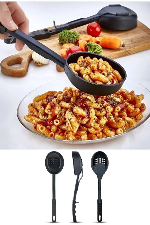 image-3-in-1 Multifunctional Kitchen Utensil: Ladle Slotted Spoon Skimmer