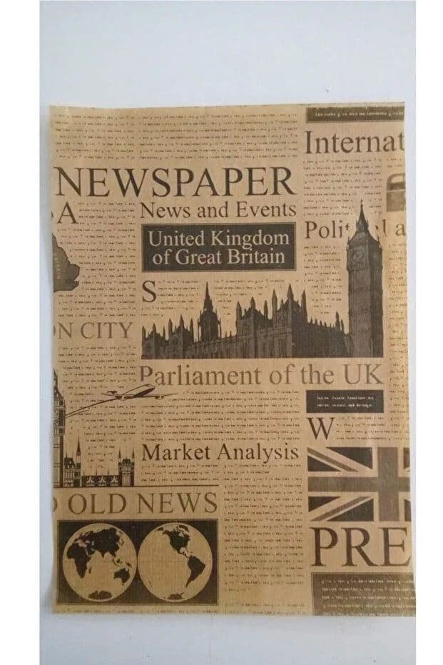 image-50 Pack Vintage Newspaper Pattern Wax Paper Mixed Design Food